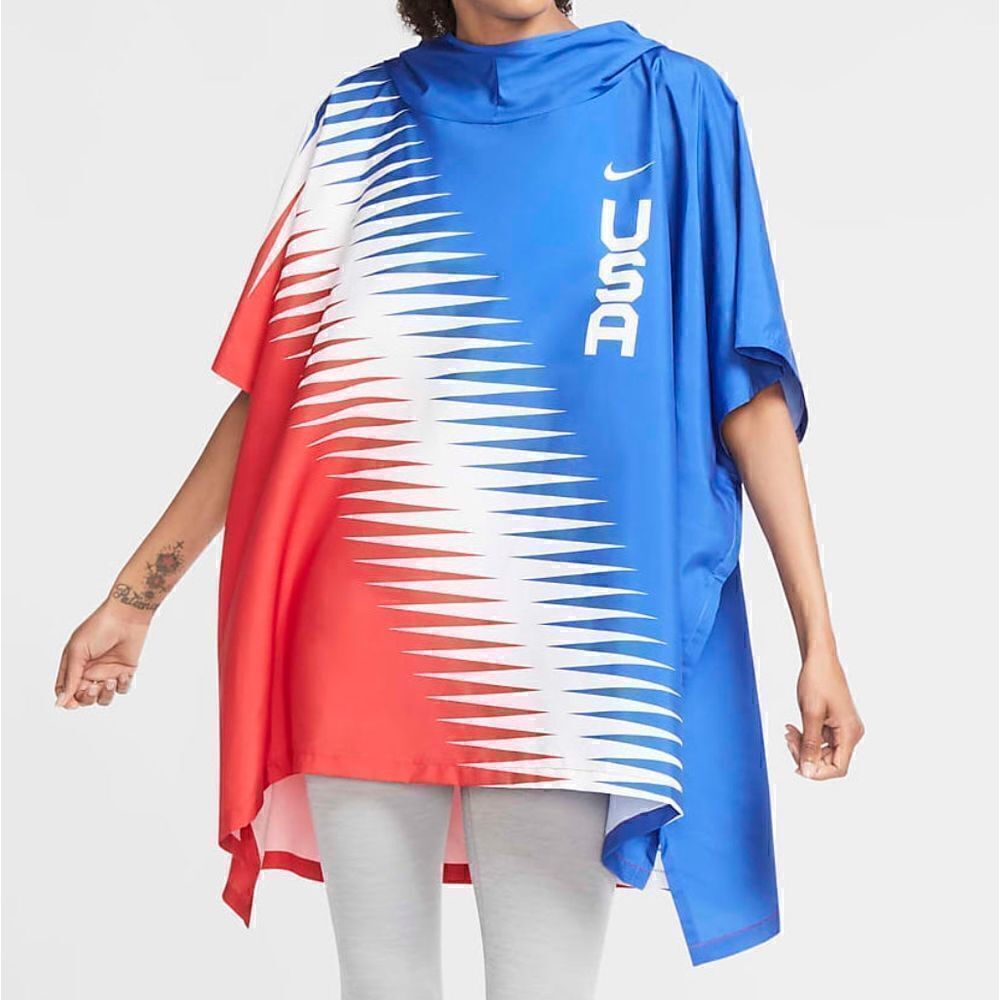 Nike USA Team Marathoner Poncho Jacket Dri-Fit Repel Size Small S Blue Olympics